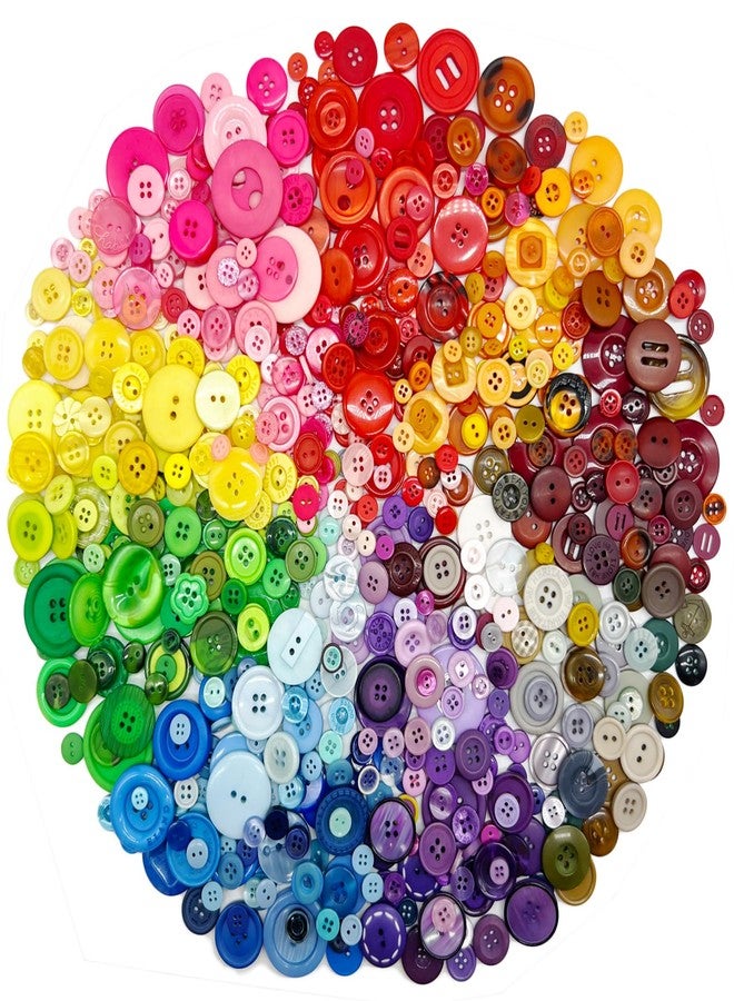 Haawooky 500-700 PCS Assorted Mixed Color Resin Buttons 2 and 4 Holes Round Craft for Sewing DIY Crafts Children's Manual Button Painting,DIY Handmade Ornament - Image 1